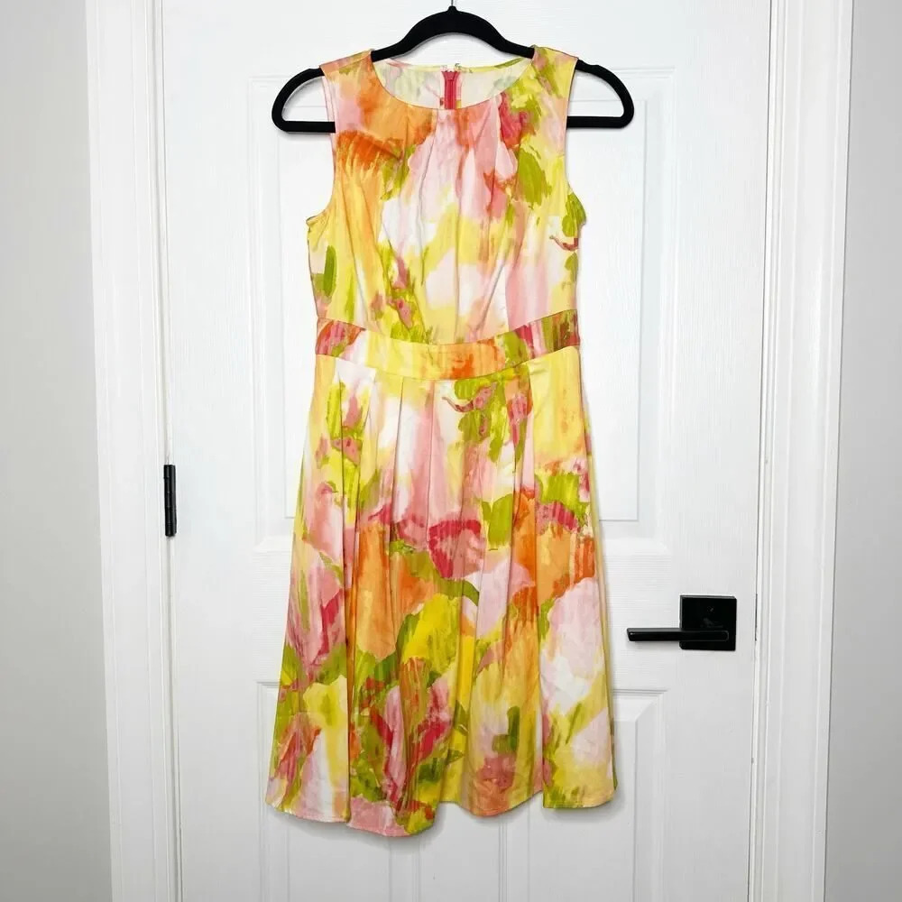 KASPER Watercolor Floral Print Dress NO SIZE TAG READ 2Petite